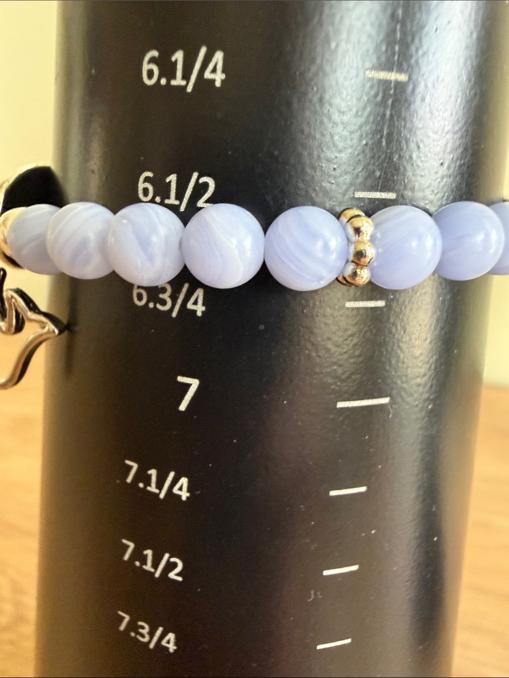 HAND CRAFTED BLUE AGATE PEACE BRACELET Dove Charm Beaded Stretch Jewelry - Picture 9 of 9